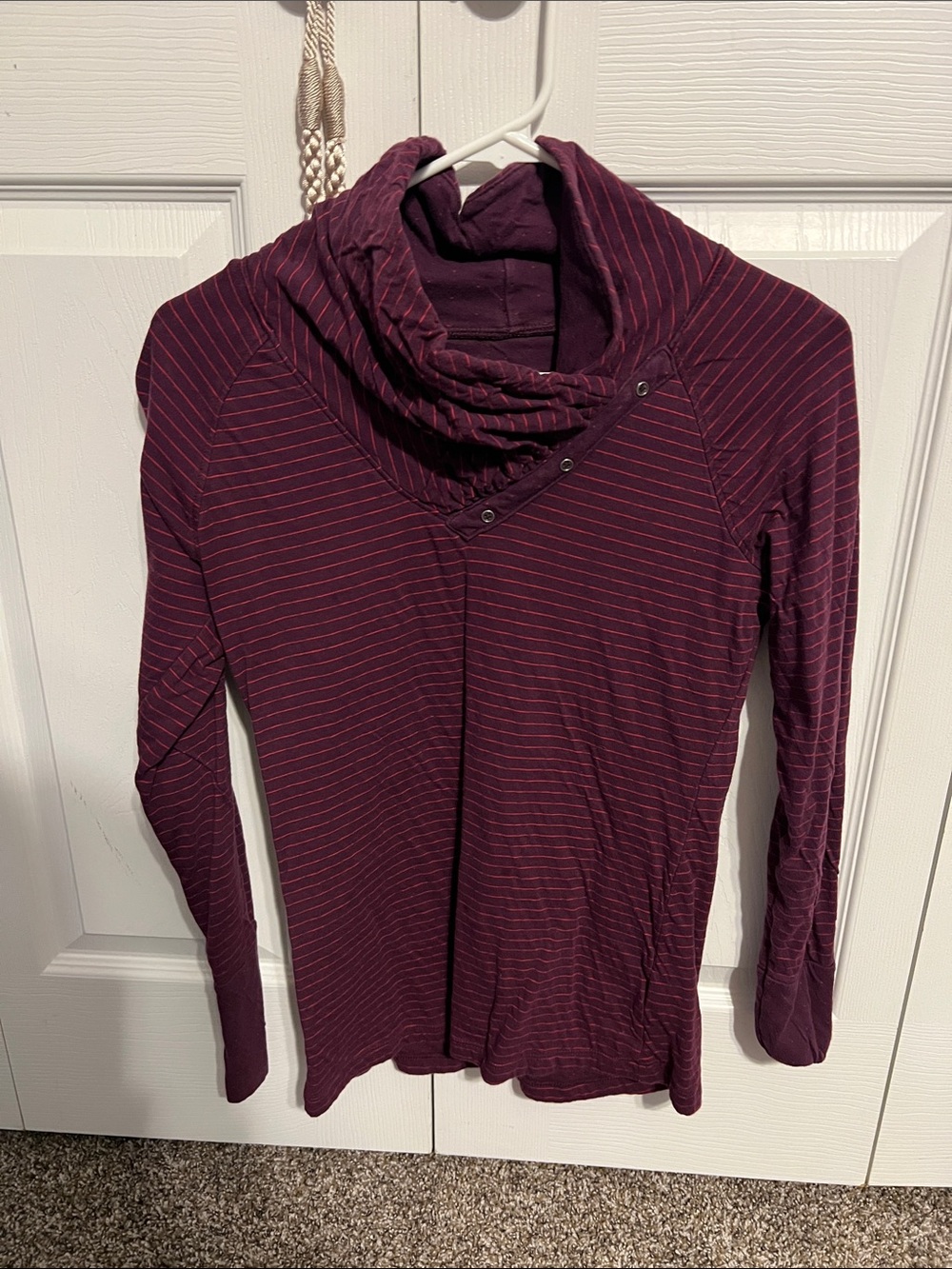 Columbia Women's Maroon Striped Cowl Neck Sweater